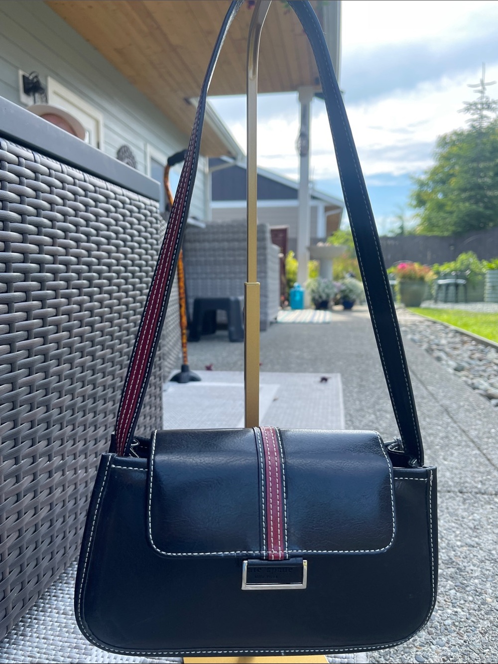 kate spade Black Shoulder Bag with Red Accent